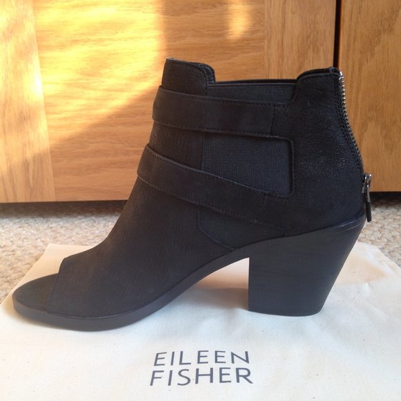 EILEEN FISHER - List Nubuck Peep Toe Bootie - New with Box - Picture 4 of 8